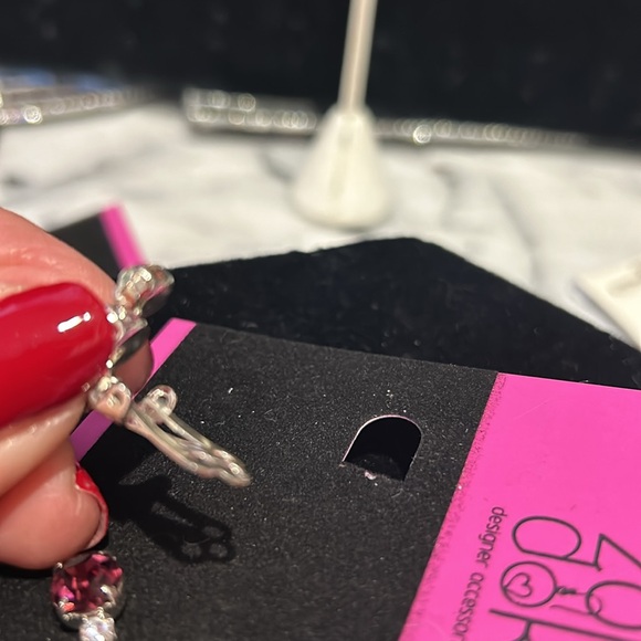 Amethyst Crystal &Crystal Linear Clip On Earrings-Boutique - Picture 4 of 4